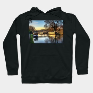 Moored At Monkey Bridge Newbury Hoodie